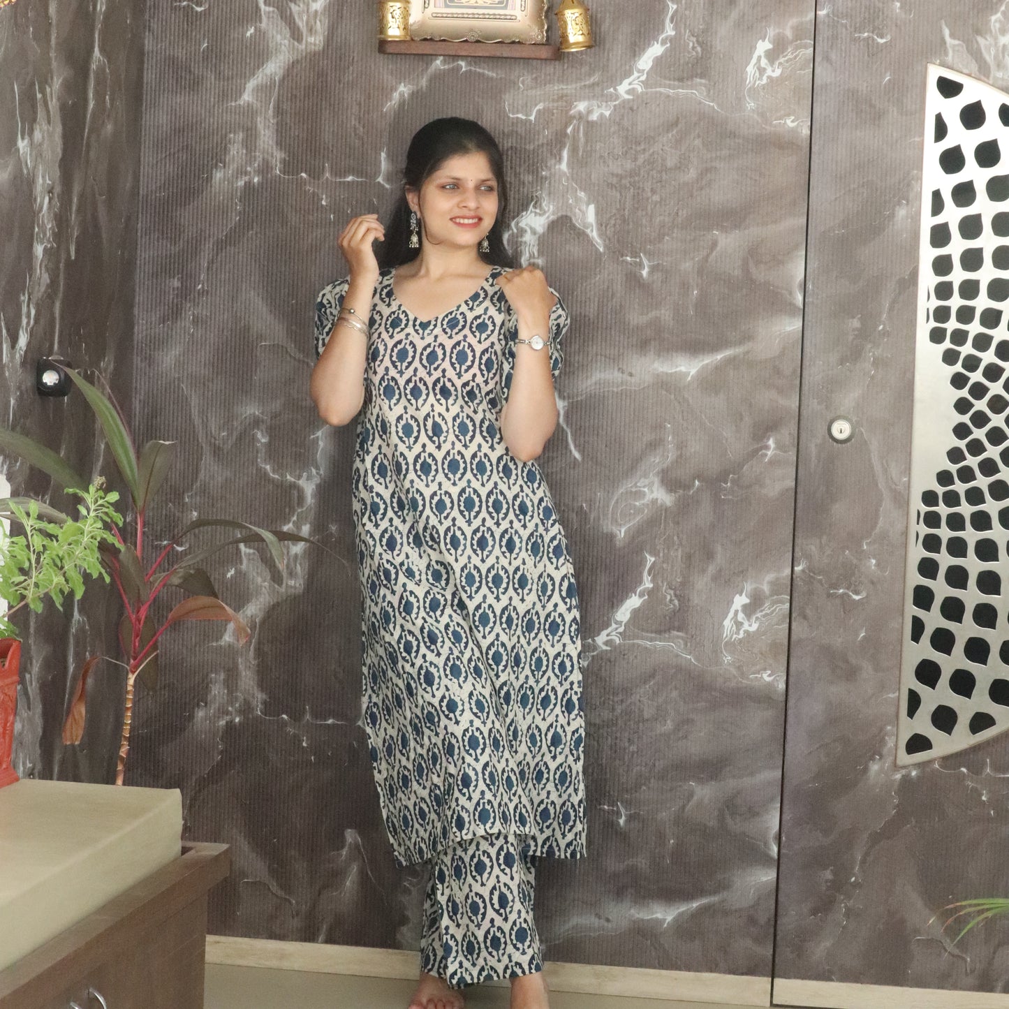 Indigo Bloom- Kurta Set