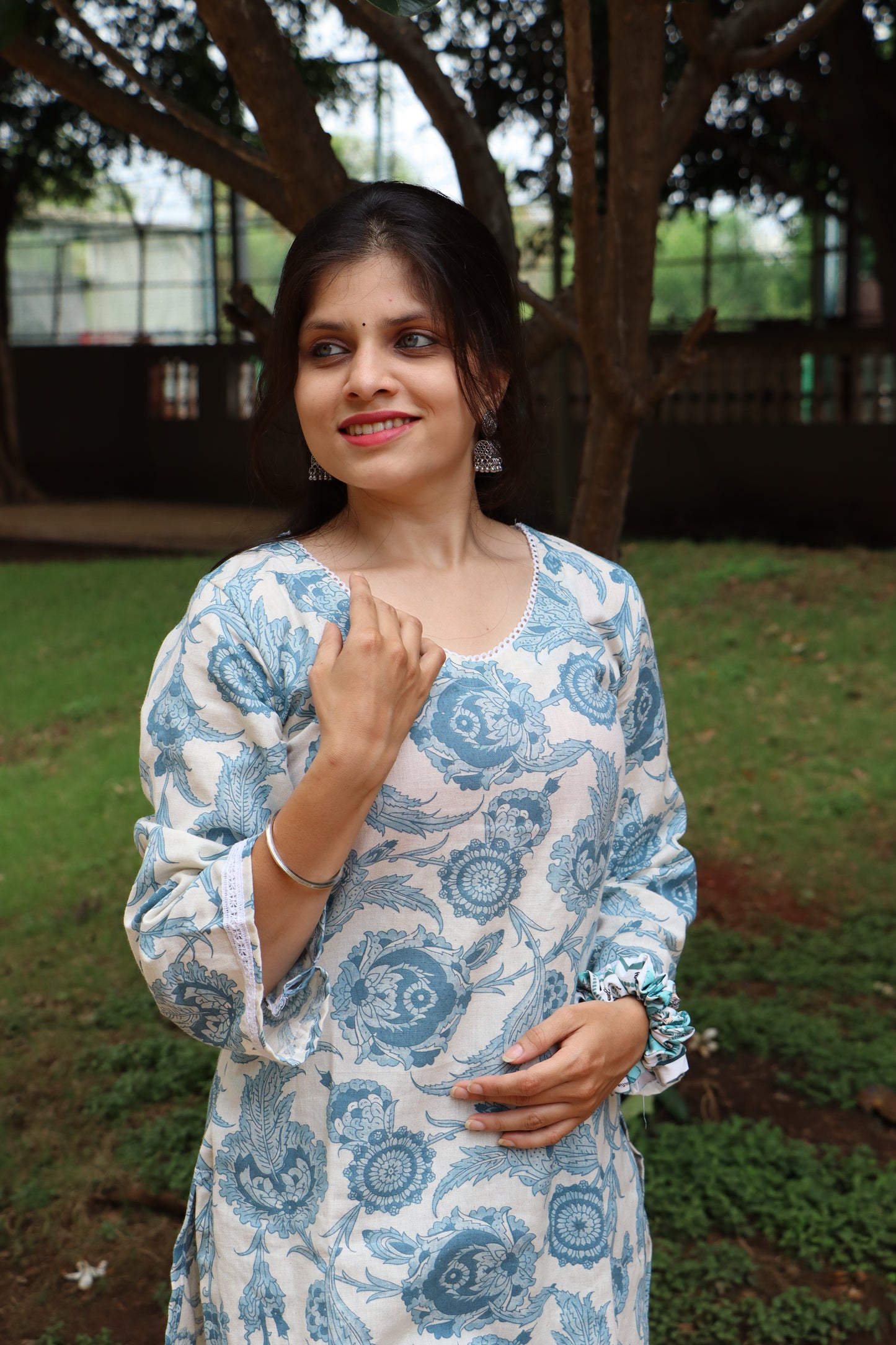 Sky Bloom - Bell Sleeves Short Kurti