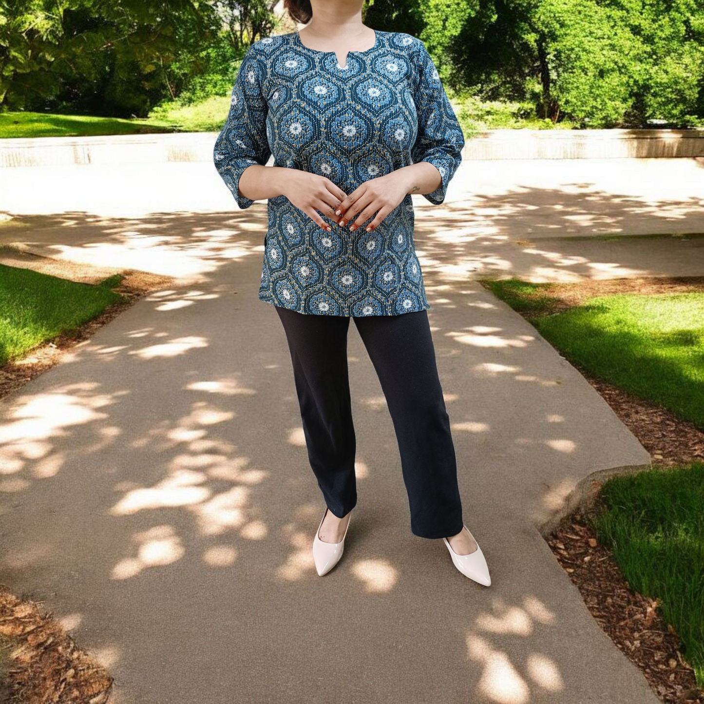 Dark Ocean - Short Sleeves Kurti