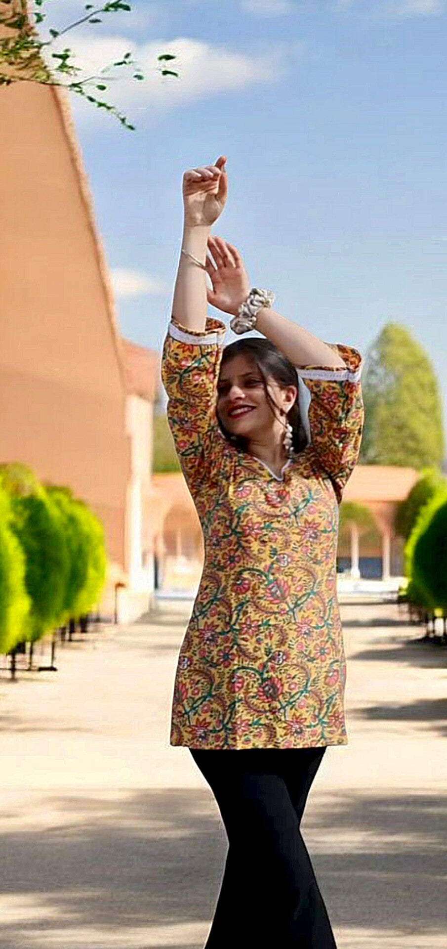 Sunshine Bloom Bell Sleeves Short Kurti