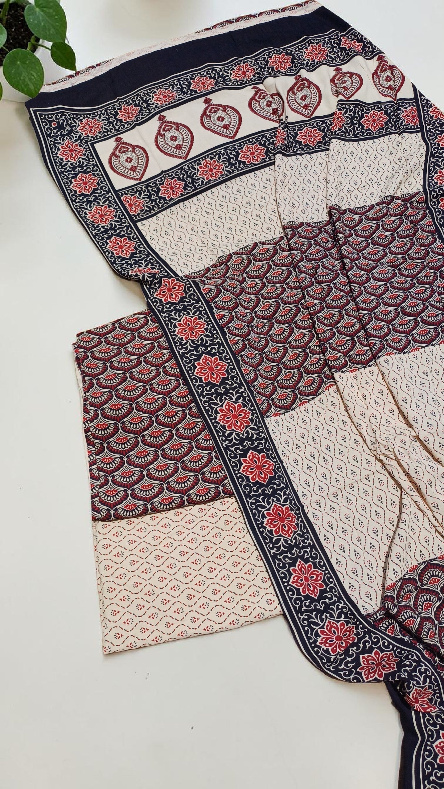 Pure Cotton Ajrakh Print Dress Material. (Copy)