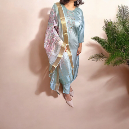 Emerald Glam - 3 Piece Festive Kurti Suit