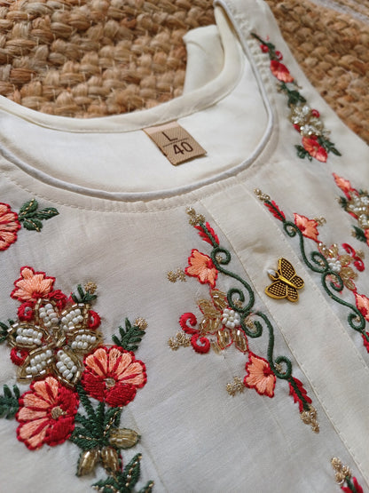 Ivory Bloom - 3 Piece Festive Kurti Suit