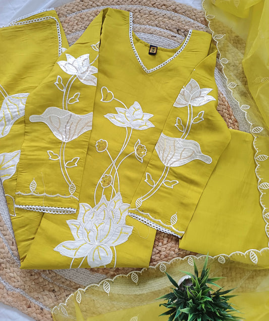 Sunshine Bloom - 3 Piece Festive Kurti Suit