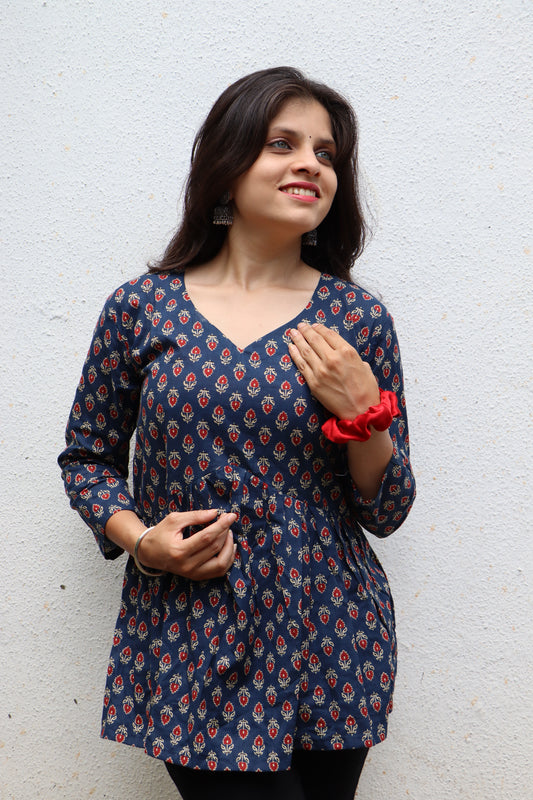 Stellar Navy Peplum Top