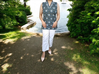 Azure Bliss Short Sleeveless Kurti