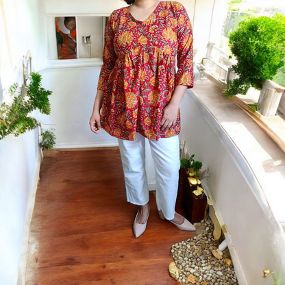 Scarlet Bloom Short Peplum Top
