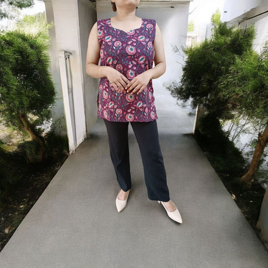 Dark Berry Bliss Sleeveless Kurti