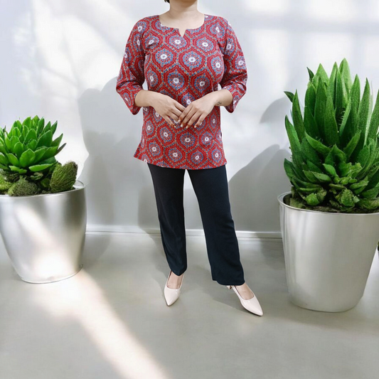 Red Ember -Short Sleeves Kurti