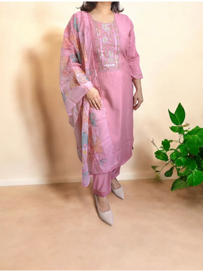 Blushing Elegance - 3 Piece Festive Kurti Suit