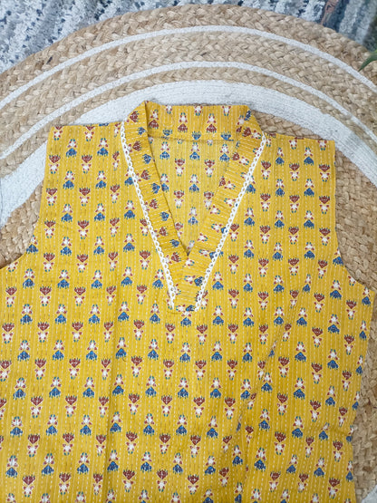 Sunshine Splash Short Sleeveless Kurti