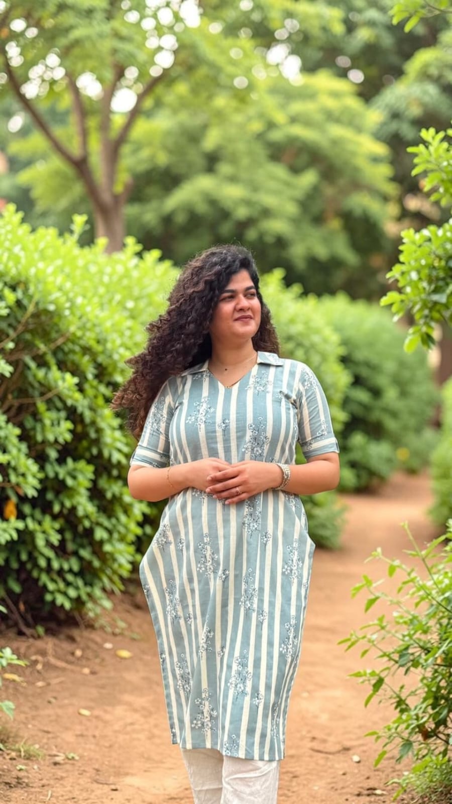 Mist stripe collared kurti