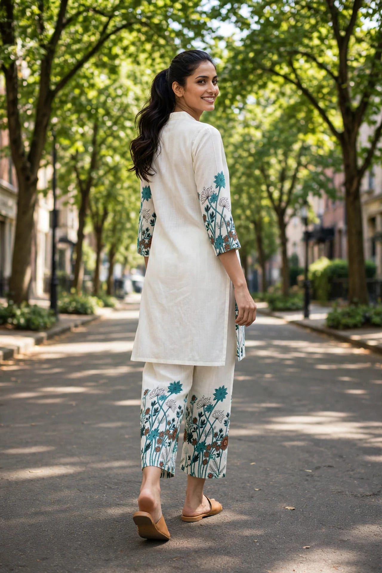 Off-white floral coordset