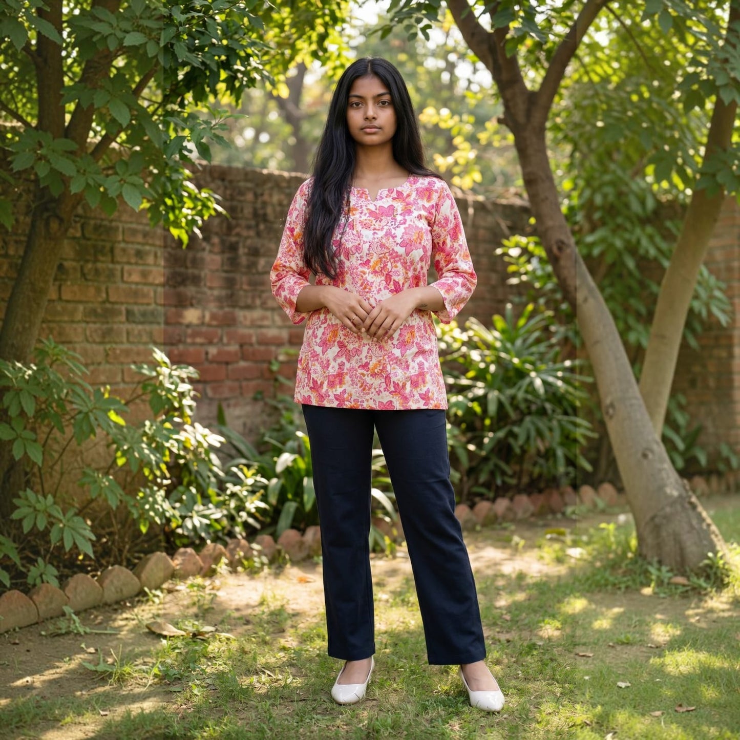 Floral Whimsy - Short Sleeves Kurti