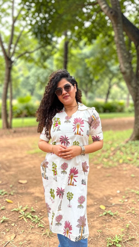 Breezy white cotton kurti