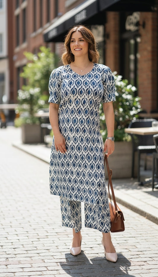 Indigo Bloom- Kurta Set