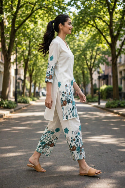 Off-white floral coordset