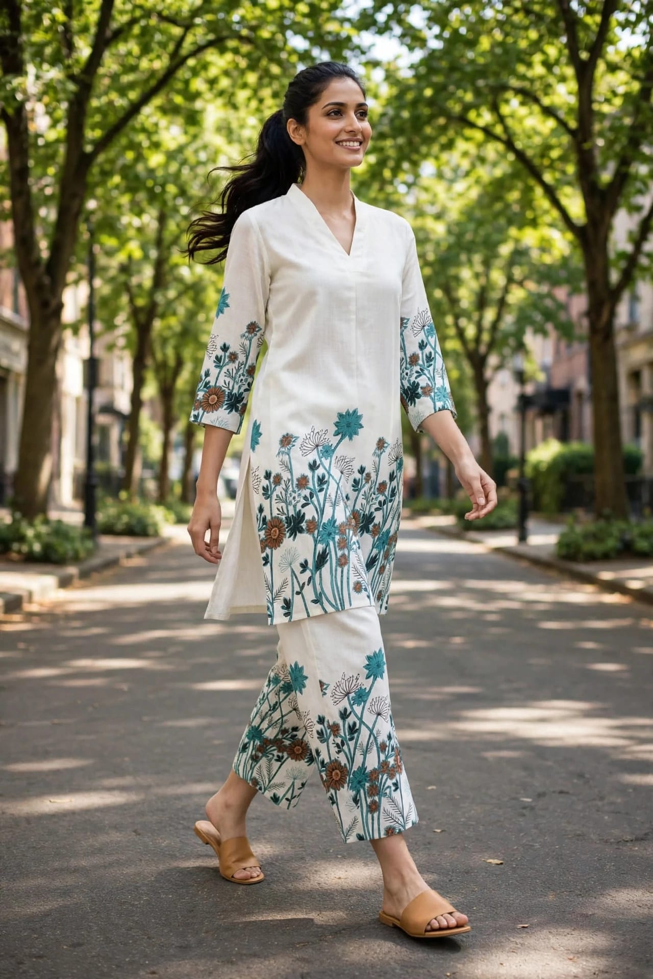 Off-white floral coordset
