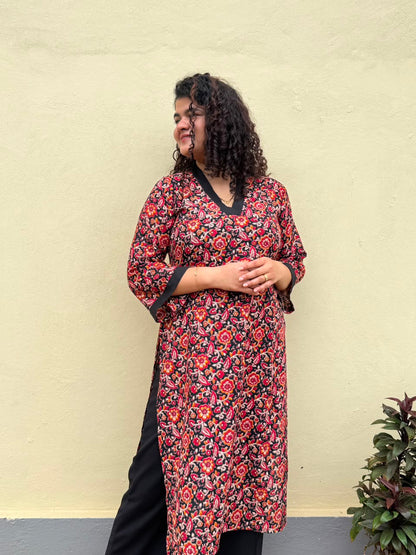Kalamkari Bell Sleeves Kurti