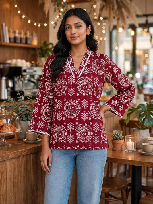 "Mandala" Bell sleeves short kurti