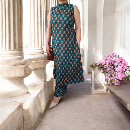 Neelamani - A line collar Kurti set