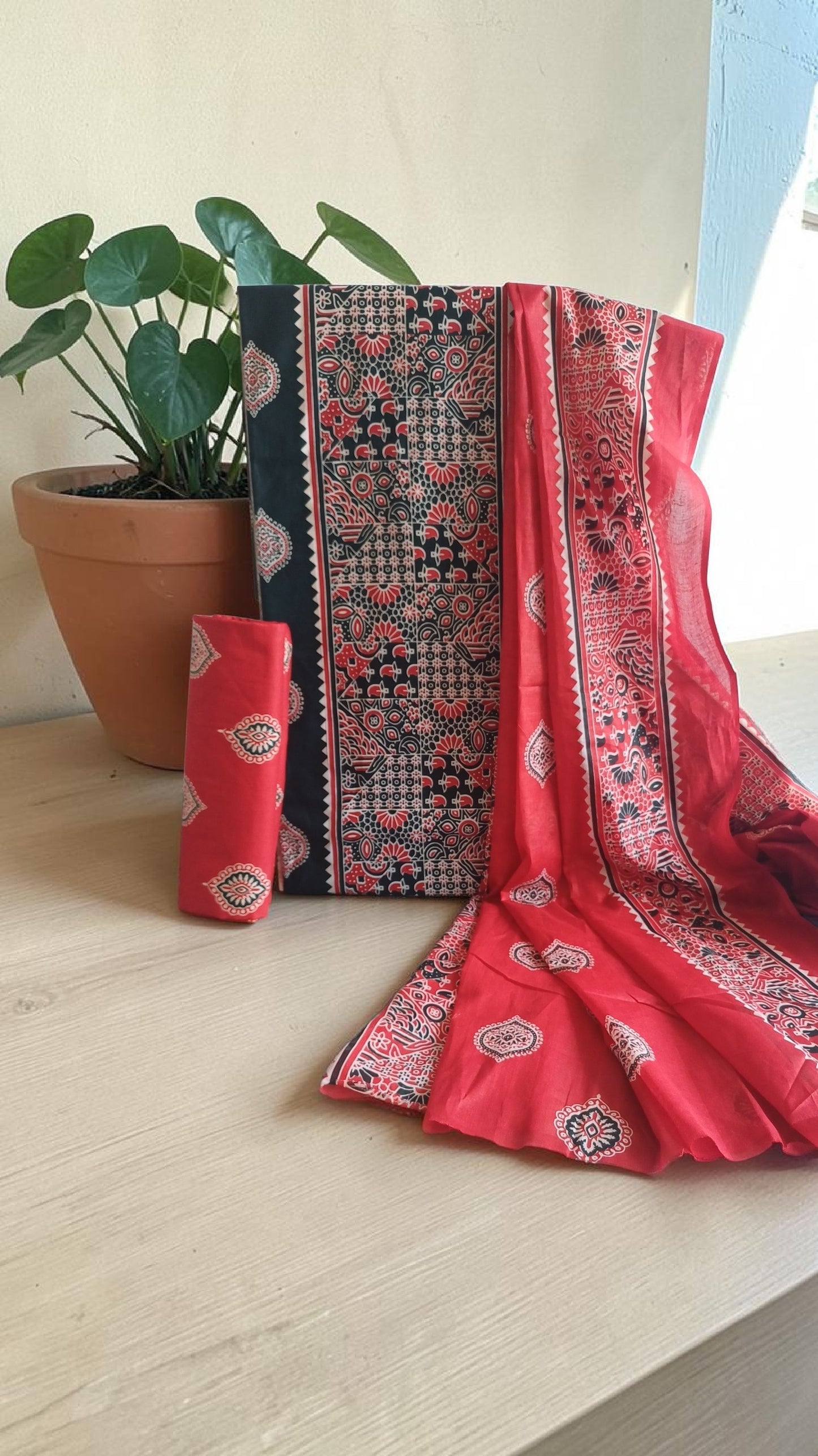 Pure Cotton Ajrakh Print Dress Material. (Copy 2)