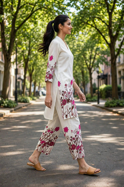 Off-white floral coordset