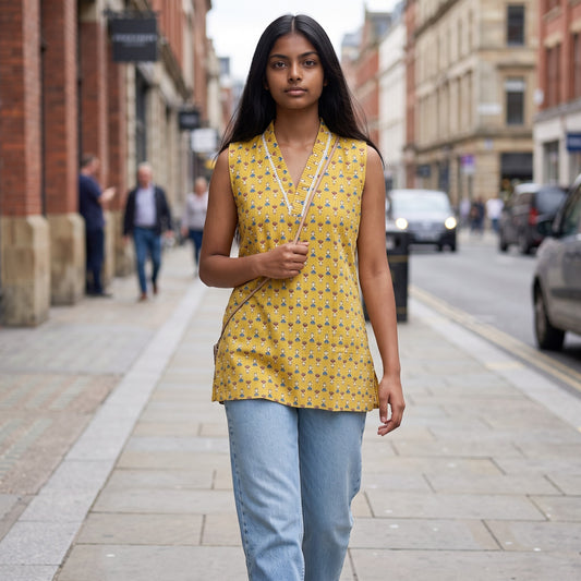 Sunshine Splash Short Sleeveless Kurti