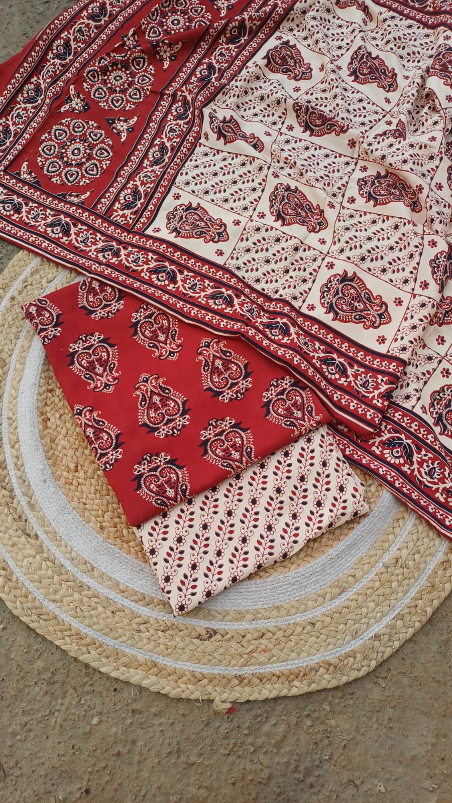 Pure cotton Ajrakh Print Dress Material