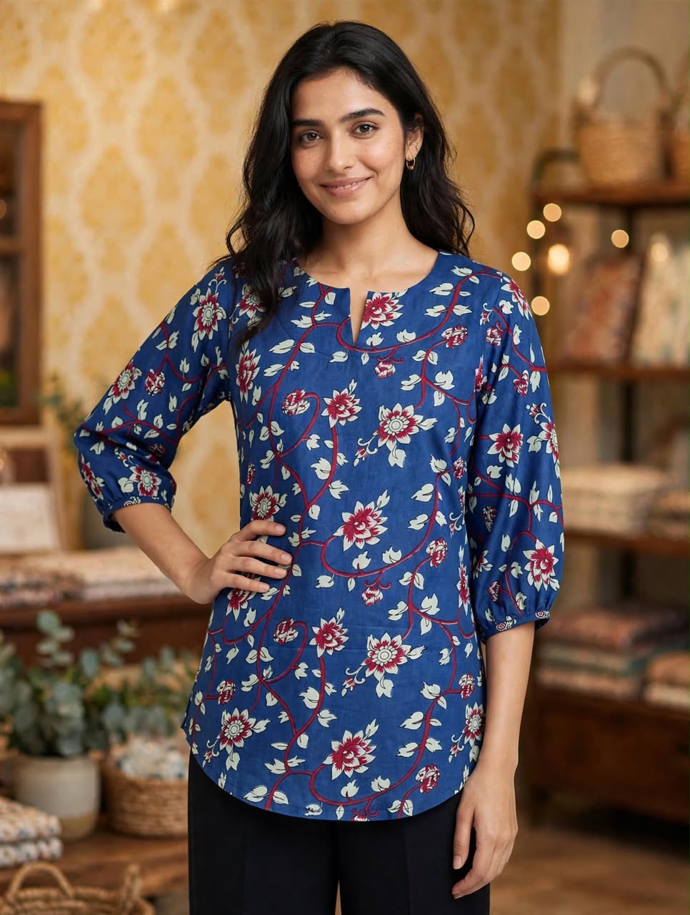 Royal Blue Floral Top