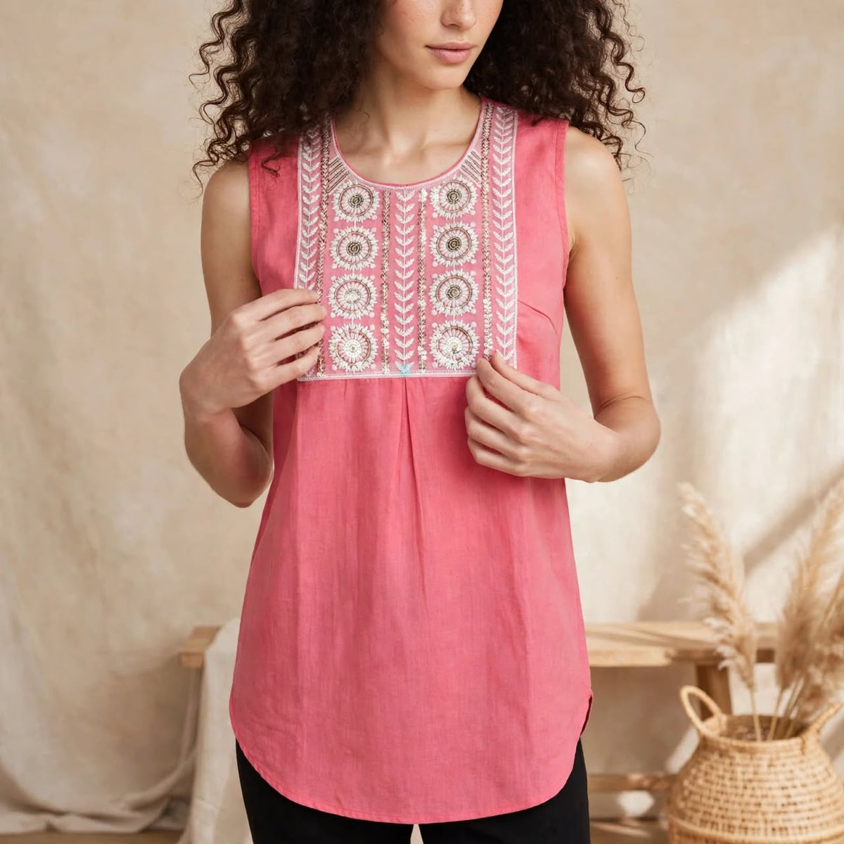Peach Yoke Short Top