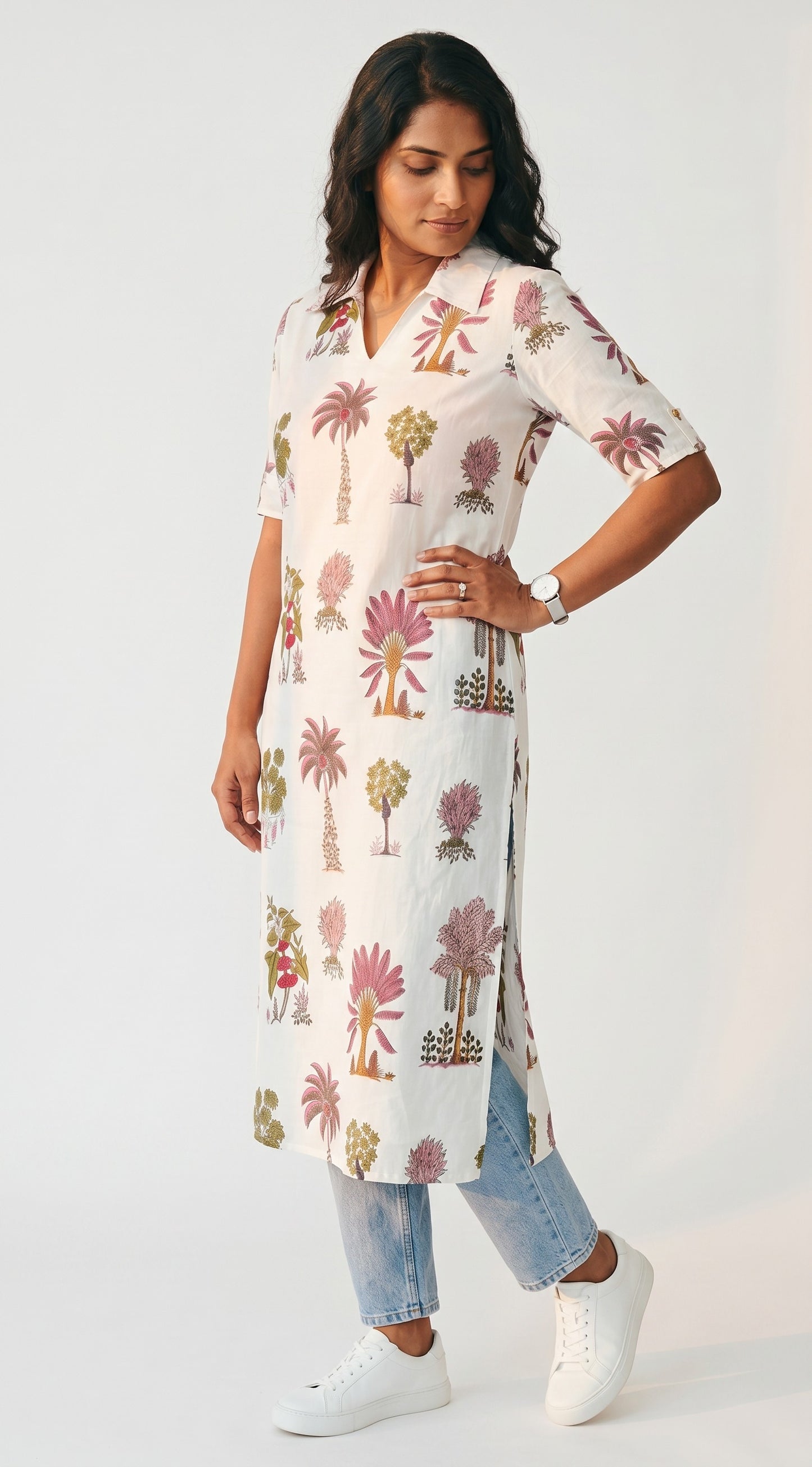 Breezy white cotton kurti
