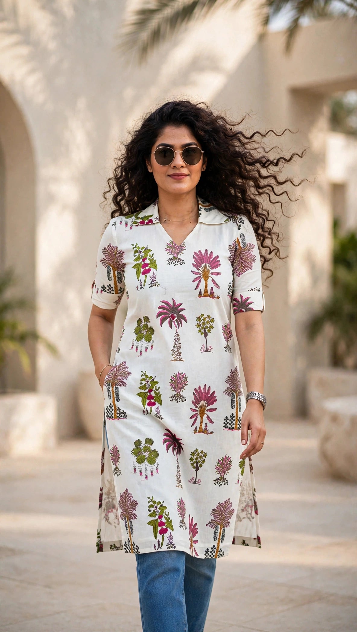 Breezy white cotton kurti