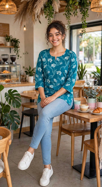 Teal Blue short kurti