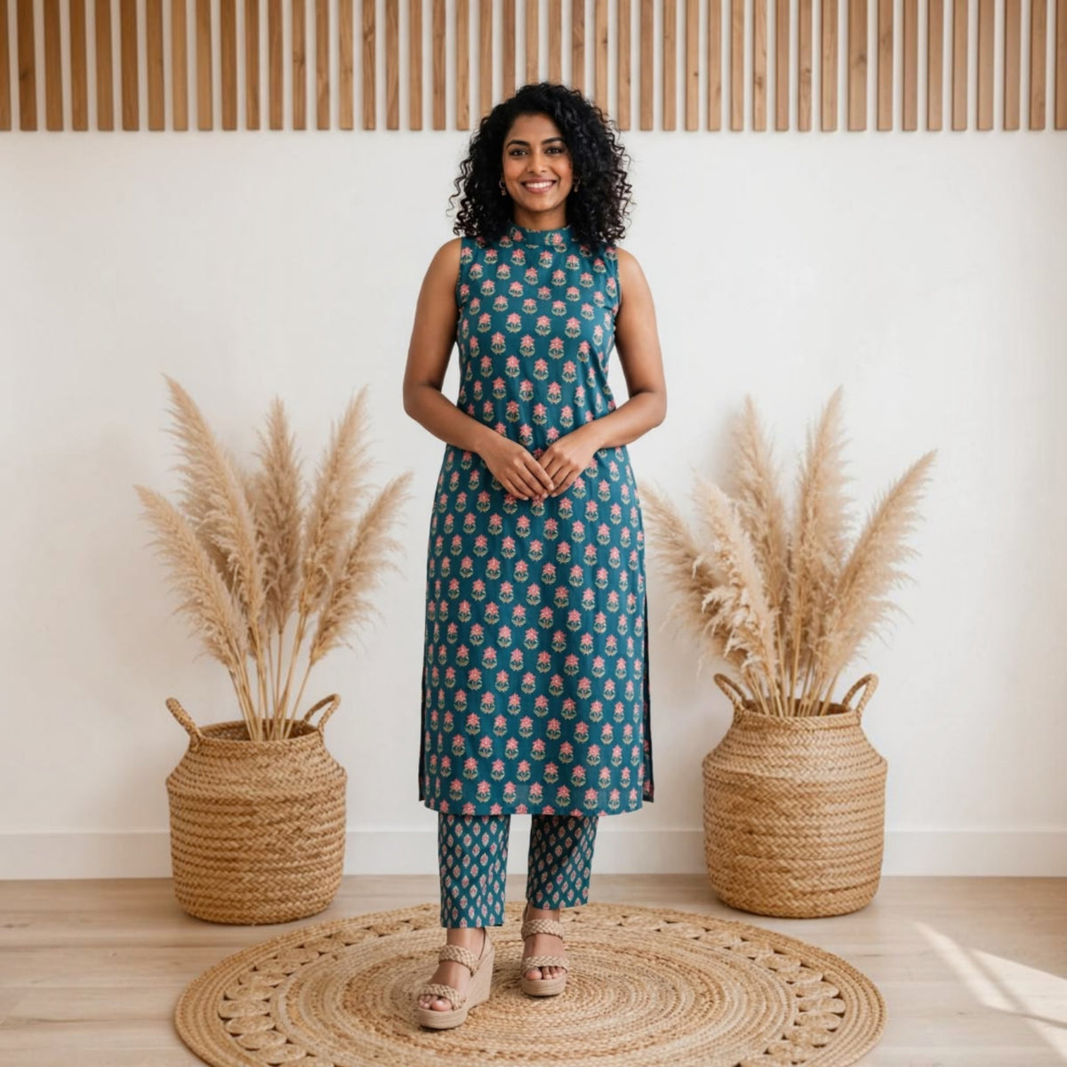 Neelamani - A line collar Kurti set