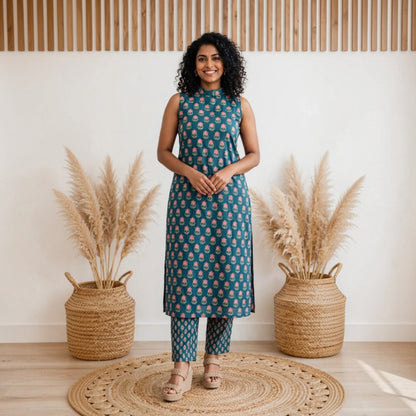 Neelamani - A line collar Kurti set