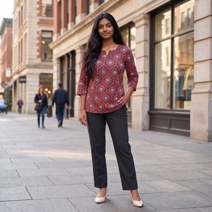 Red Ember -Short Sleeves Kurti