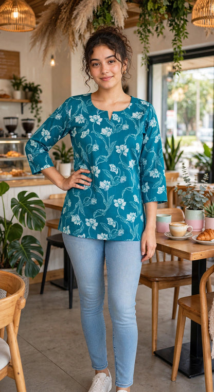 Teal Blue short kurti