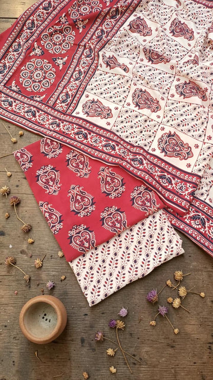 Pure cotton Ajrakh Print Dress Material