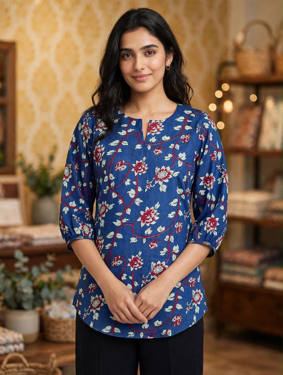 Royal Blue Floral Top