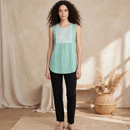 Sea foam Yoke short Top