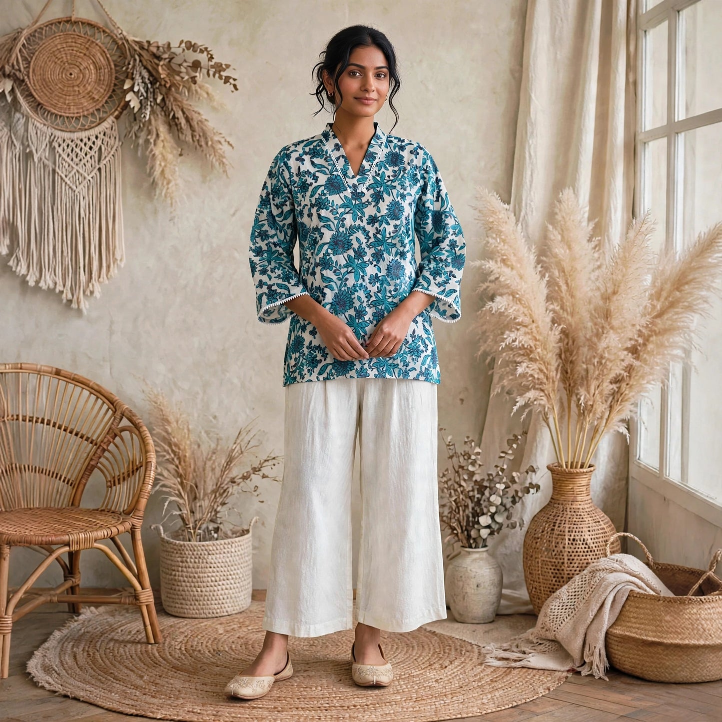 Neel kamal Bell sleeves short kurti.