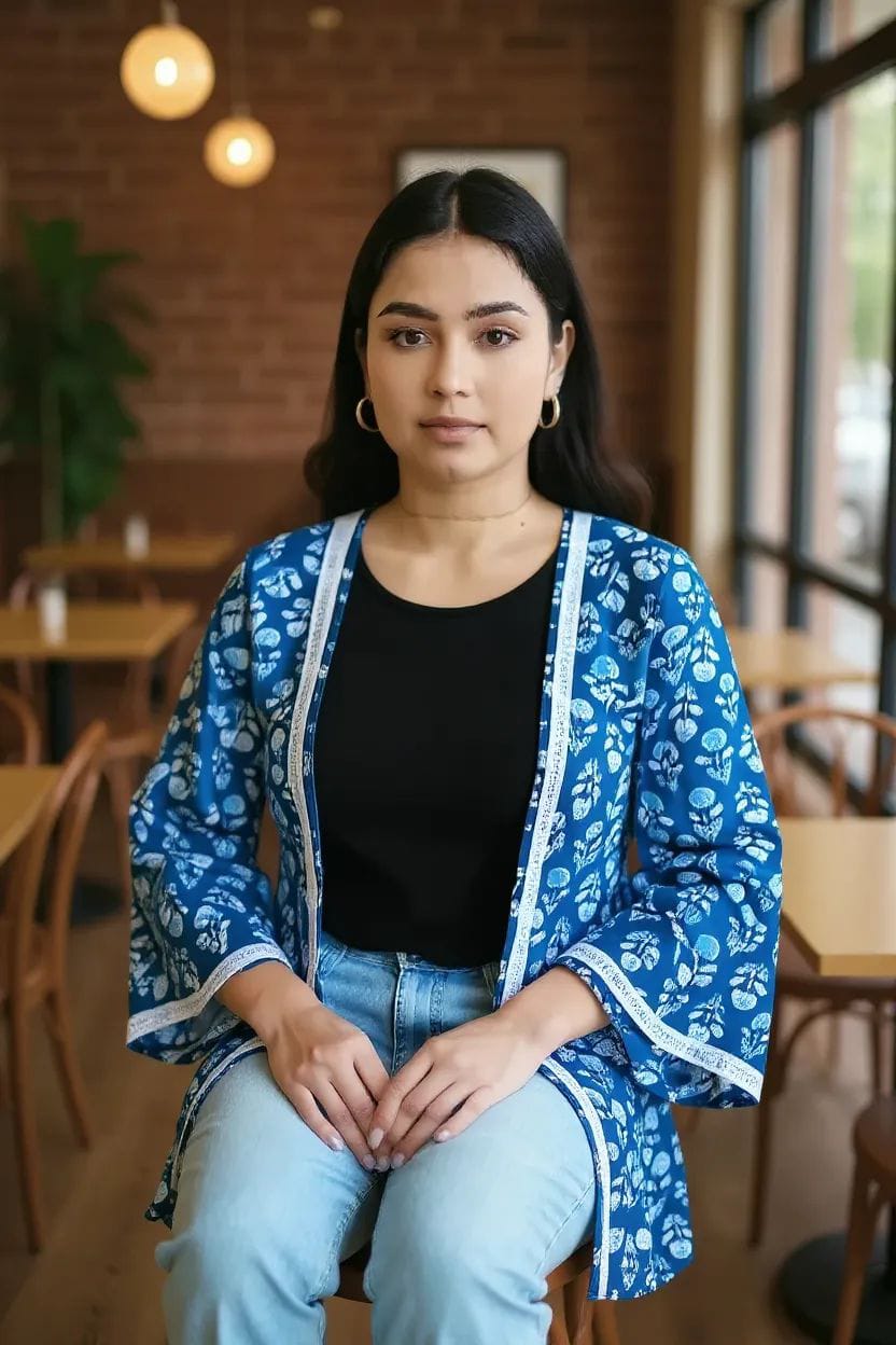 Floral indigo jacket