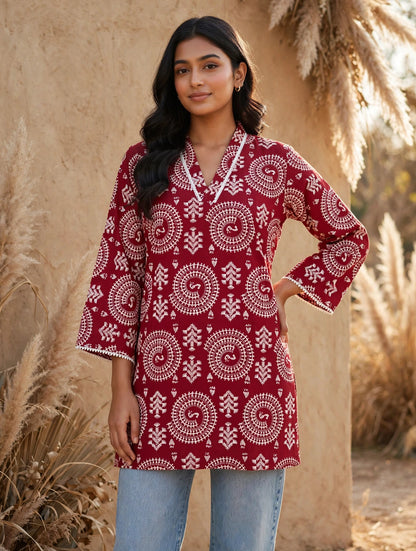 "Mandala" Bell sleeves short kurti