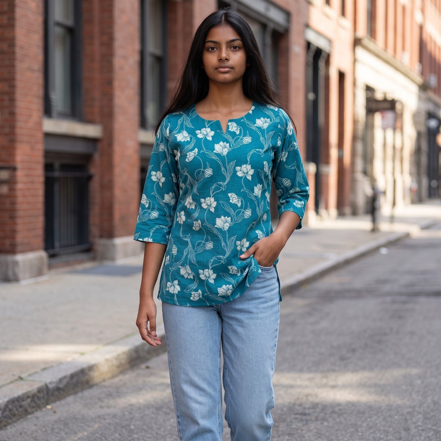 Teal Blue short kurti