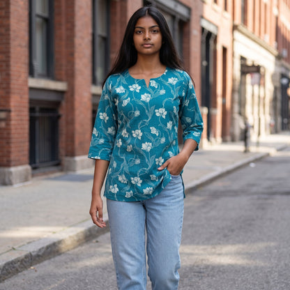 Teal Blue short kurti