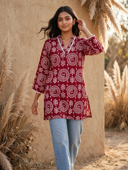 "Mandala" Bell sleeves short kurti