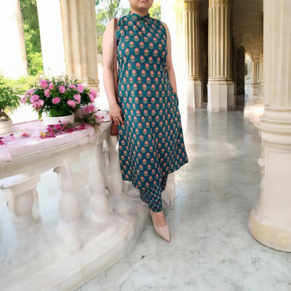 Neelamani - A line collar Kurti set
