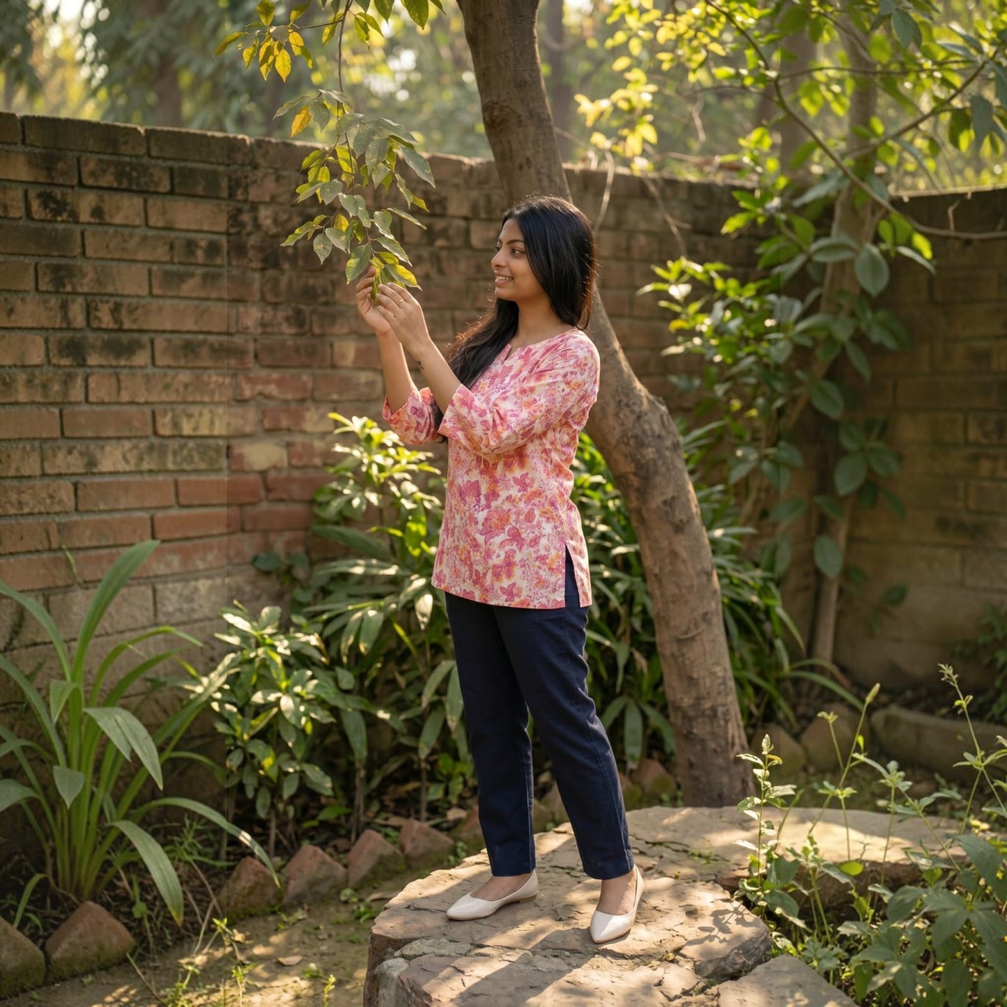 Floral Whimsy - Short Sleeves Kurti