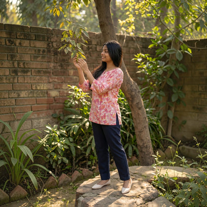 Floral Whimsy - Short Sleeves Kurti